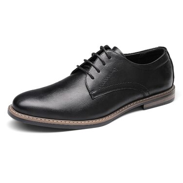 Чоловічі класичні туфлі Bruno Marc: шкіряні бізнес-туфлі Derby Oxfords для весіль та офісу, чорні, розмір 46 EU