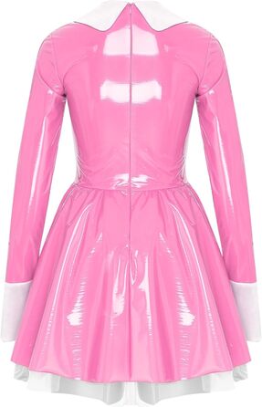 Демімейдова сукня Alvivi з ефектом вологого блиску, шкіряне міні-плаття, готичний стиль, костюм покоївки, карнавальний костюм, Хелловін, вечірка (XL, D Рожевий A)