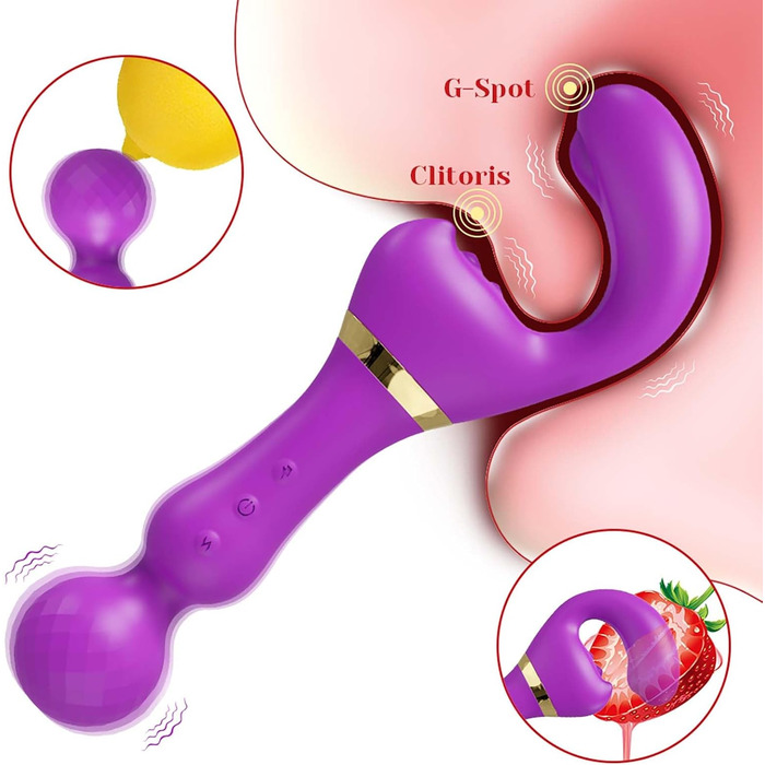 Вібратор дилда LYAMais G-Punkt з подвійним наконечником та 10 вібраціями для жінок. Силіконовий секс-іграшка для пар. Стимулятор клітора. Рожевий