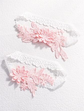 Жінські мереживні стрічки-тримачі для панчіх YUEKOPOU. 1 пара. Ідеально для весілля, вечірки, косплею, прому. Рожевий колір.