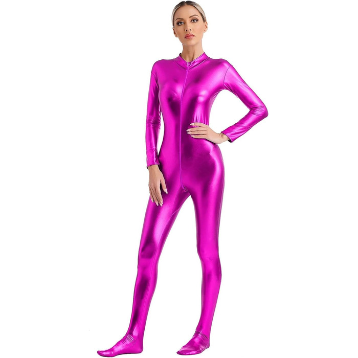 Еротична спідниця-комбінезон з довгим рукавом на блискавці, рожевий, XXL