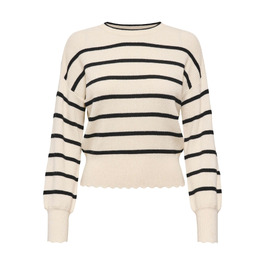 Жіночий в'язаний светр ONLY ONLIBI смугастий, колір Whitecap Gray/Black, розмір XS