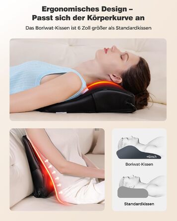 Масажер для шиї та спини Boriwat Shiatsu 3D з функцією підігріву, чорний