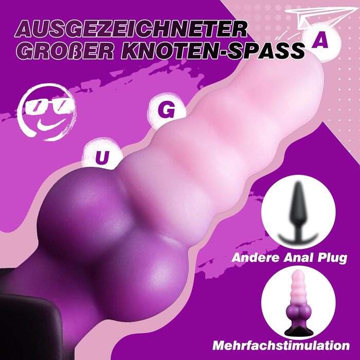 Анальний плагін Monster Fantasy Dildo: силіконовий анальний плагін з вузлами, для чоловіків та жінок, XXL, з присосками, Buttplug, преміум-якість