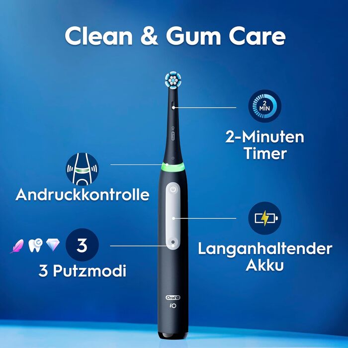 Електрична зубна щітка Oral-B iO Series 3 Matt Black (Чорна), 3 режими чищення, насадка та дорожній футляр у комплекті