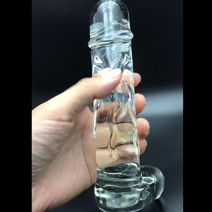 Скляний дildo XXL ScreaAss 21.5 см: кришталевий анальний плуг для дорослих, прозорий, 45 мм