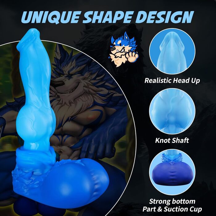 Анальний дildo Nothosaur з платинового силікону, 24 см, з присоскою, синій, XL - для чоловіків та жінок