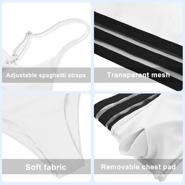 Бікіні Daen Bikini Set - двочастинний купальник пуш-ап з високою талією, спортивний, для жінок (M, білий)