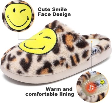 Зимові домашні капці SMILEYWORLD® з ефектом пам'яті Memory Foam, м'які плюшеві пантофлі для жінок та чоловіків (Леопард, 42/43 EU)
