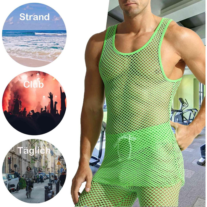 Чоловіча сітка QiaTi - прозора футболка-сітка, довга модель (зелена, M)