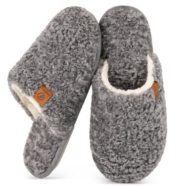 Жіночі домашні капці EverFoams з м'якого штучного альпака, сірі (розмір 40/41 EU)