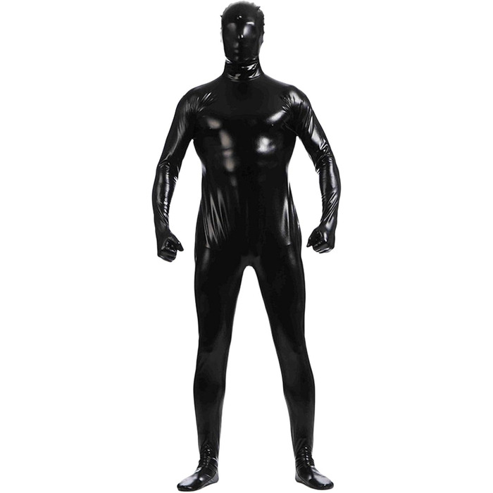 Чоловічий лаковий комбінезон з екошкіри: стильний образ для карнавалу, косплею та вечірок | Чорний