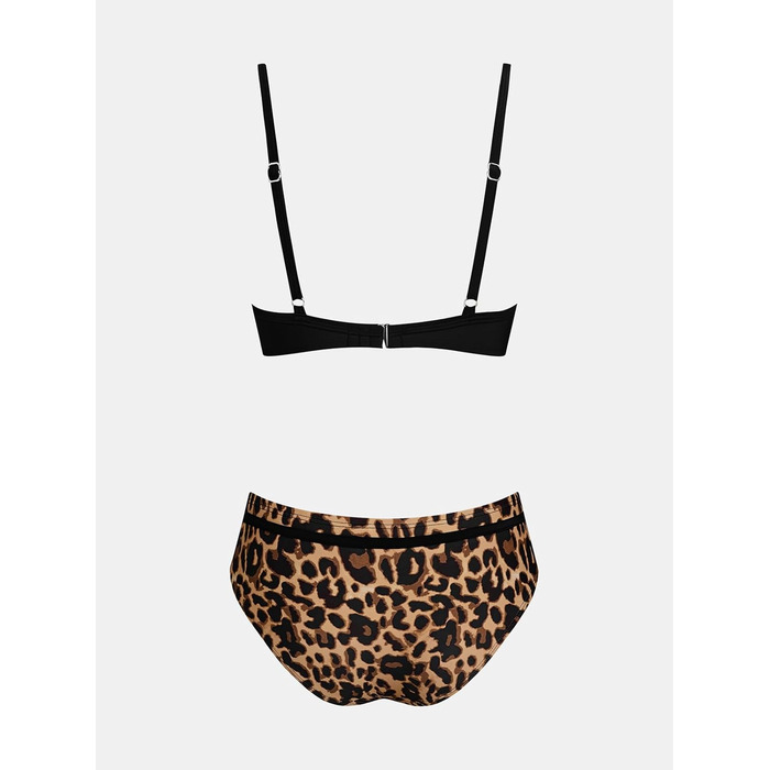CUPSHE Бійкіні жіночий комплект: топ з пуш-ап, скросовер, двочастинний купальник, пляжна мода, чорний, леопардовий принт