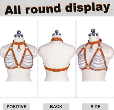 PETMHS Корсет з шкіри для жінок, повне покриття, готичний стиль, помаранчевий колір