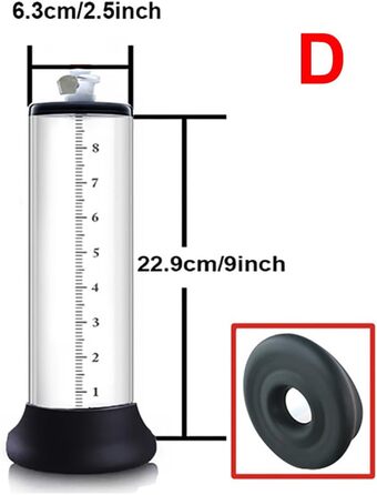 Набір аксесуарів для вакуумного насоса для збільшення пеніса з лімкою та силіконовим кільцем, прозоре кругле трубка для ерекції, допомога при імпотенції, збільшення пеніса, подовження. (D:22.9 * 6.35cm)
