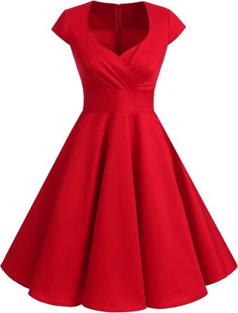 Сукня вінтаж Bbonlinedress 1950-х у стилі ретро, коктейльна, Rockabilly, з V-поглибленням, плісирована, червона, для вечірок та особливих подій