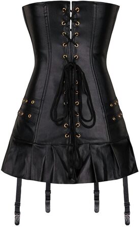 Корсет-формувальна білизна CABULE Punk-стиль, чорний, з блискавкою та бретелями, розмір XXL, артикул 8558
