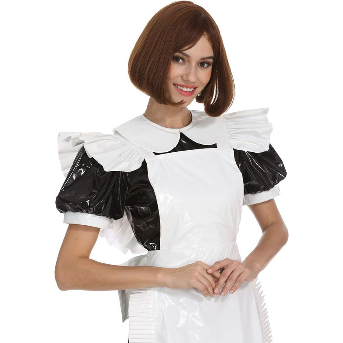 Чорне плаття з ПВХ для косплею/кросдресінгу, уніформа служниці, розмір 3XL