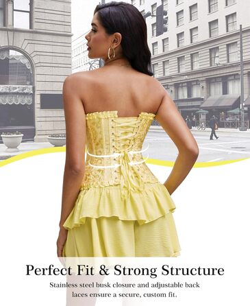 Корсет жіночий - бюстєль-корсет, топ для жінок, повномірний корсаж, шнурування, талія, спідня білизна - Ельфійський жовтий - розмір XS