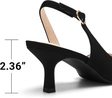 Жіночі туфлі-слингбеки Dream Pairs на низьких підборах, чорний нубук, розмір 39 EU