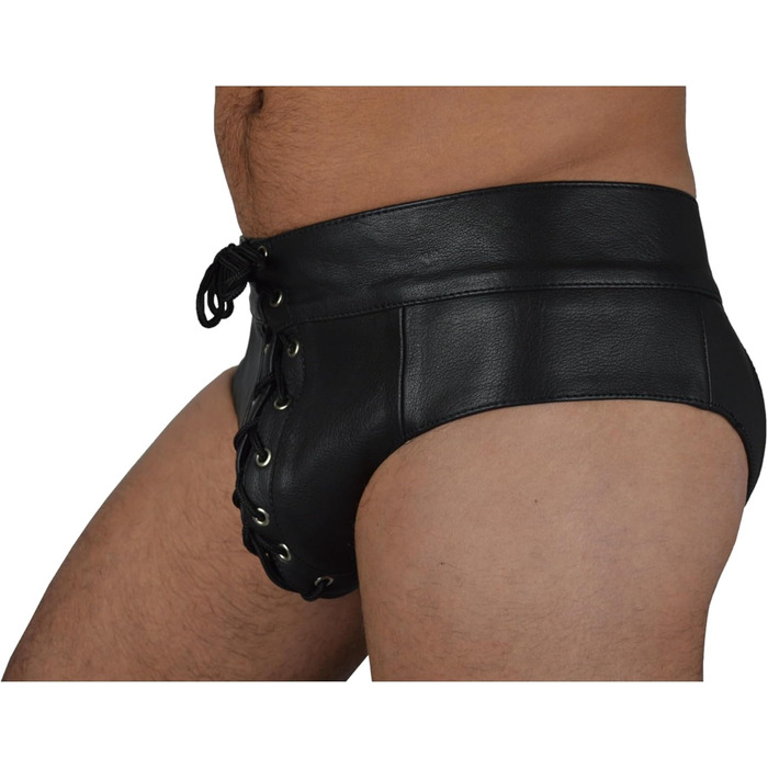 Чоловіча спідня білизна з шкіри Awansstar AW-510, чорна, танга/сліп, 32 розмір