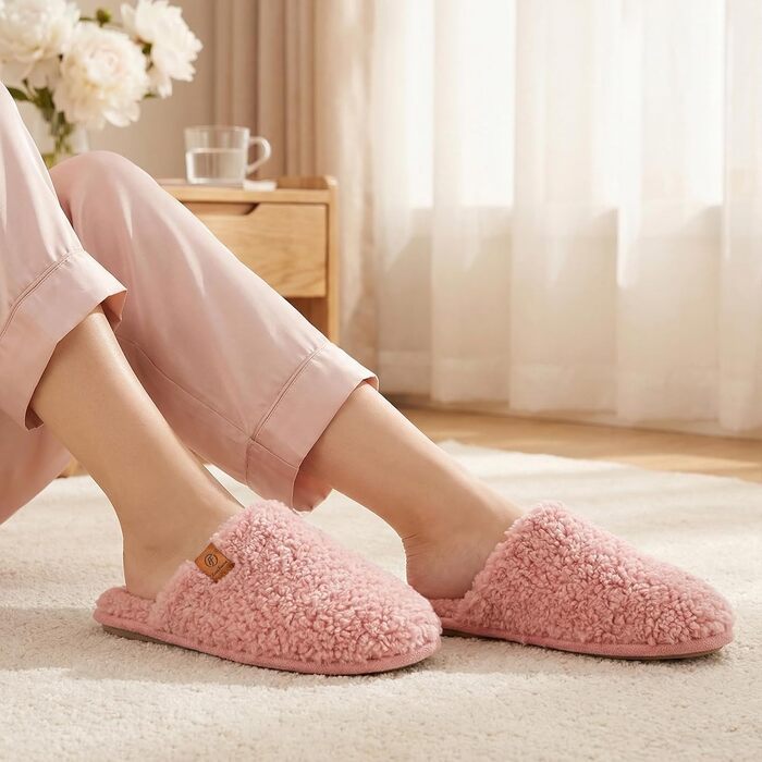Жіночі домашні капці EverFoams з м'якого штучного альпака, рожеві, розмір 40/41 EU
