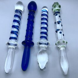 Сет анальних плугів ScreaAss 4 шт. з кришталю, подвійний наконечник, спіраль, стимулятор G-точки, для жінок та чоловіків