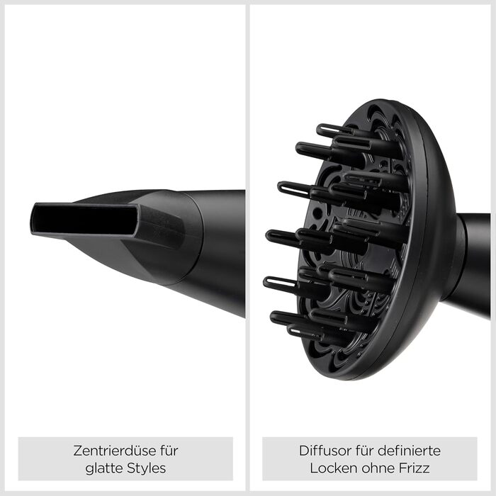 Фен для волосся BaByliss Turbo Smooth D572DE, 2200 Вт, з іонізацією та дифузором, 3 температурні режими, чорний