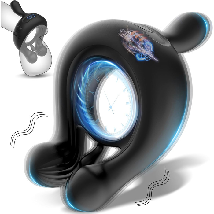 Вібратор для чоловічого статевого органу, кільце-вібратор для пар, масажер для ерекції, чорний