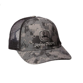 Чоловіча кепка John Deere Digital Camo з сіткою та вишивкою, універсальний розмір, чорна