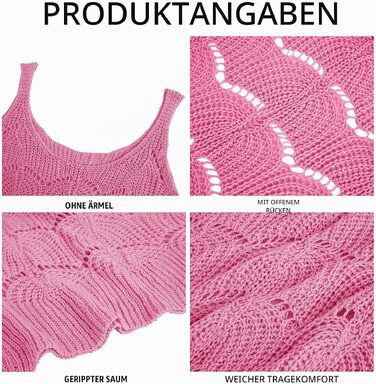 Жіноча літня сукня aodimallu в стилі бохо: в'язана пляжна сукня-туніка (Crochet) з відкритими плечима, рожева, розмір S
