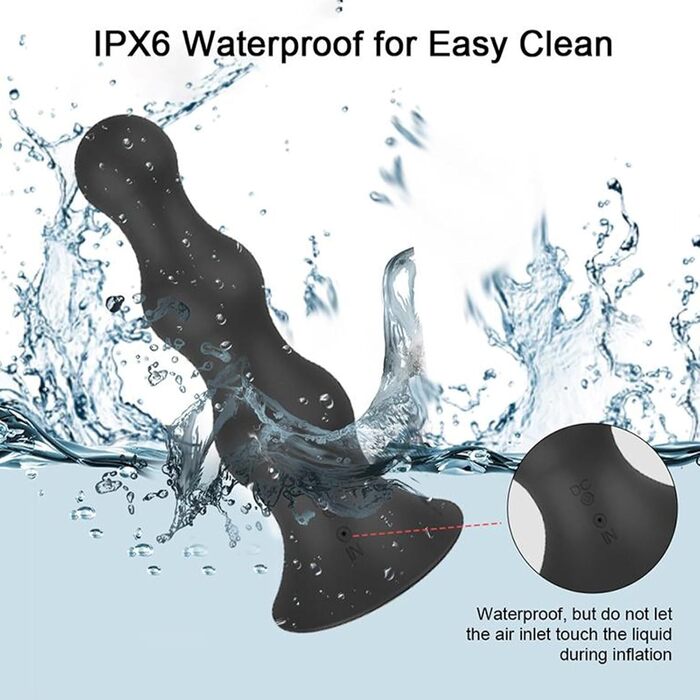 Анальний вібратор PQKuss 2-в-1 з надувним вагінальним розширювачем, силікон, 10 режимів