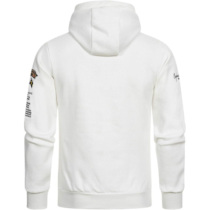 Чоловіча толстовка на блискавці з капюшоном Geographical Norway Gymclass, біла (розмір M) — теплий світшот-худі для чоловіків та підлітків, всесезонний