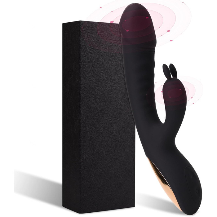 Вібратор силіконовий для G-точки, 10 режимів, нагрів, чорний - для жінок