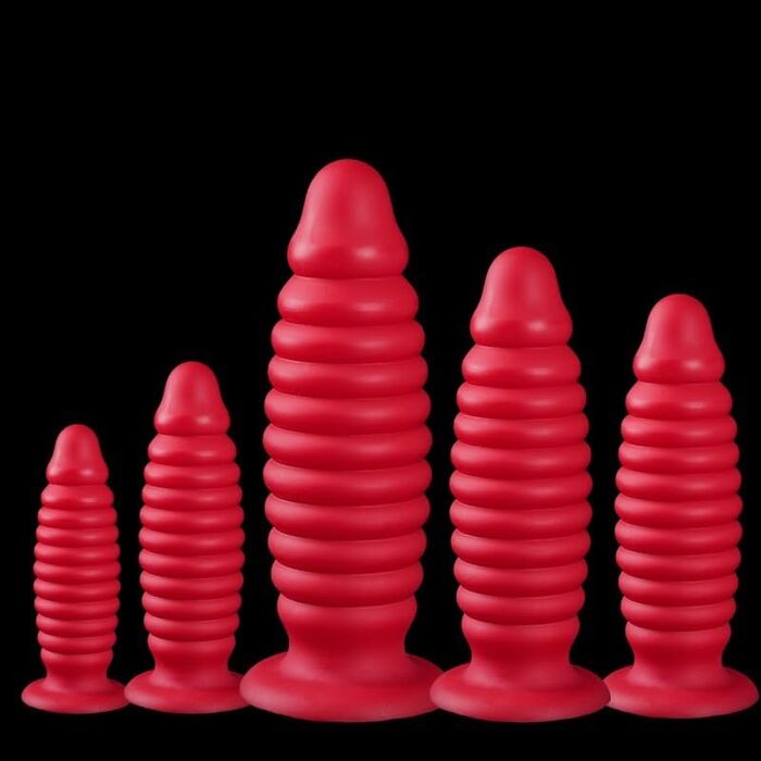 Анальний плагін Hrekssi з спіраллю, 7 розмірів, з силікону, для чоловіків та жінок, червоний