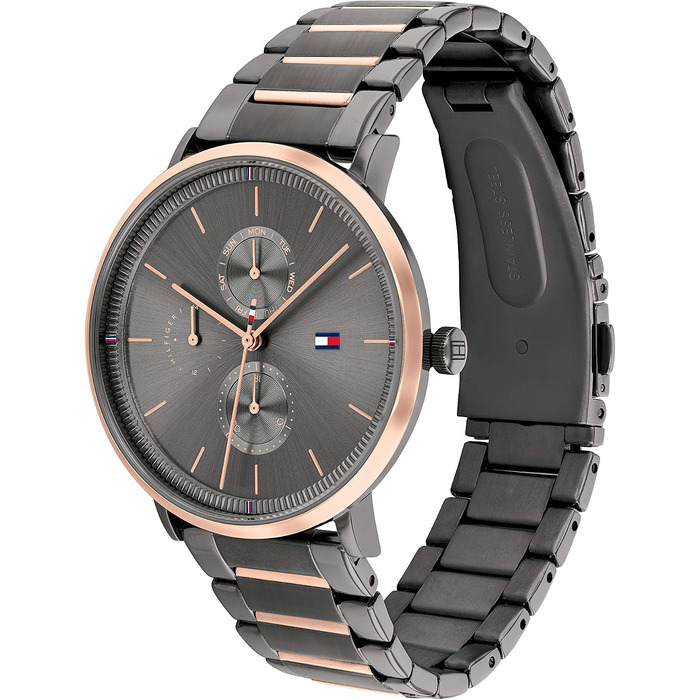Жіночий багатофункціональний кварцовий годинник Tommy Hilfiger Gunmetal Gray, водонепроникність 3ATM, сталевий ремінець