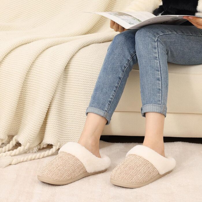 Жіночі зимові капці Evshine з плюшу та ефектом пам'яті Memory Foam, колір хакі, розмір 38/39 EU