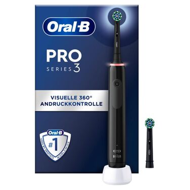 Електрична зубна щітка Oral-B PRO 3 3000, чорна, комплект: 1 щітка та 2 насадки