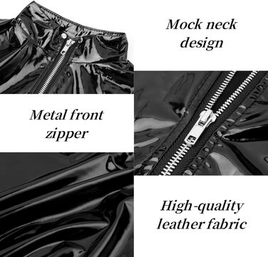 Міні-сукня з еластичної шкіри на блискавці, облягаюча, чорна (S, короткий рукав)