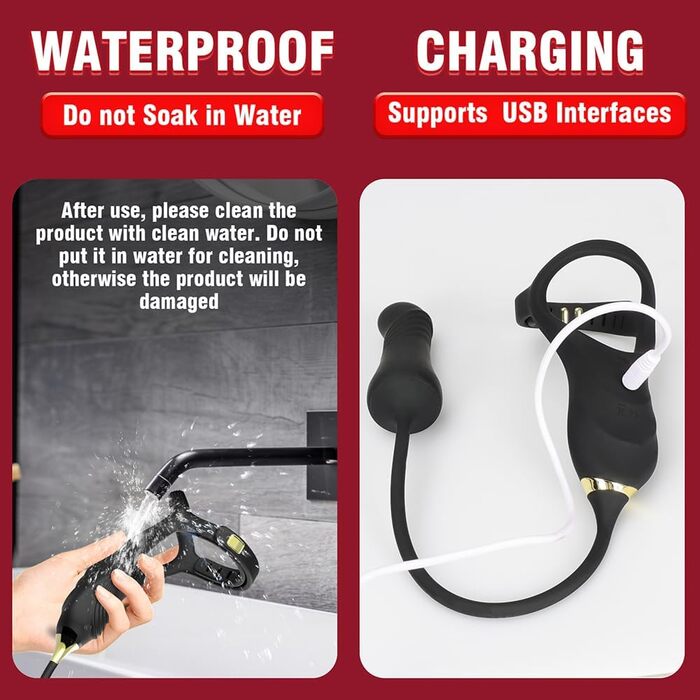 Масажер простати для чоловіків NAIXBTY з кільцем на пеніс, пультом дистанційного керування та телескопічним вібратором. 10 режимів вібрації + режим штовхання. Інтимні іграшки для чоловіків