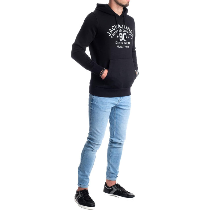 Чоловічий худі Jack & Jones з логотипом, чорний (розмір 3XL)