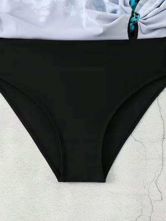 Коригуючий купальник-сукня Plus Size, чорний у квітку, розмір XL (42)