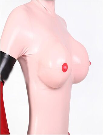 Латексний жіночий костюм YXFHHY з 3D-грудьми, рожевий, без застібки, для клубів та вечірок