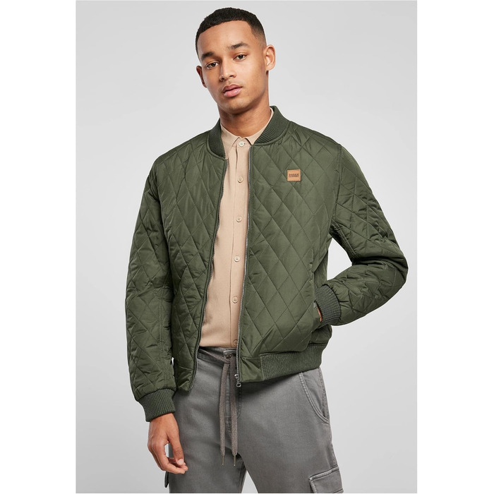 Чоловіча стібана куртка Urban Classics Diamond Quilt Jacket, оливкова, розмір 3XL