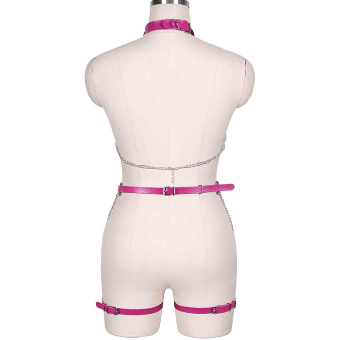 Жіночий комплект: тілесний ланцюжок, ланцюжок на стегна, стрінги, панталони-підтяжки