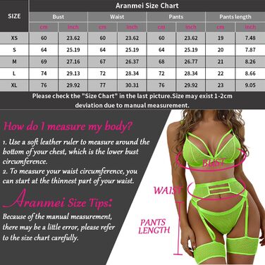 Сексуальний комплект нижньої білизни Aranmei для жінок, 4 частини: мереживний бюстгальтер, труси з високою талією, панталони та пояси, флуоресцентний зелений, XS