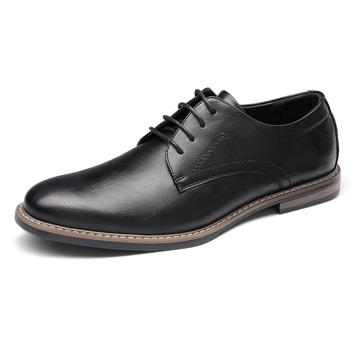 Чоловічі класичні туфлі Bruno Marc: шкіряні бізнес-туфлі Derby Oxfords для весіль та офісу, чорні, розмір 46 EU