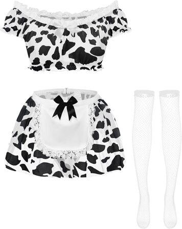 Комплект сексуальної білизни Foxiny: міні-спідниця, мереживо, сітка, танга, 4 шт., принт 