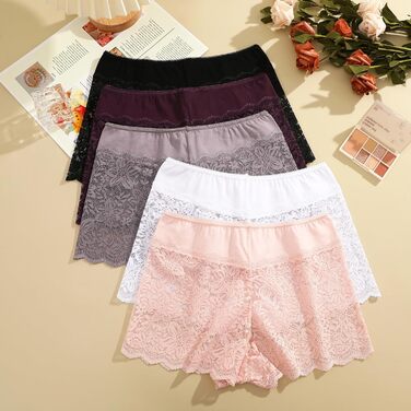 5 пар жіночої білизни: сексуальні панчіхи, трусики з мереживом, боксерки з бавовни, великі розміри S-3XL, чорний/бежевий/пудровий/фіолетовий/білий