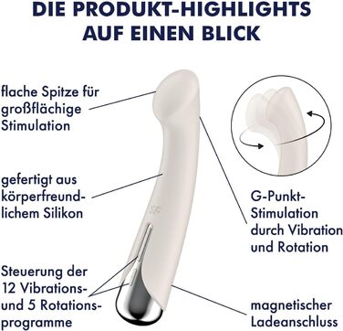 Вібратор для жіночих статевих органів Satisfyer Spinning G-Spot 1, білий | 16,5 см | 12 вібрацій та 5 програм обертання | Водонепроникний (IPX7)